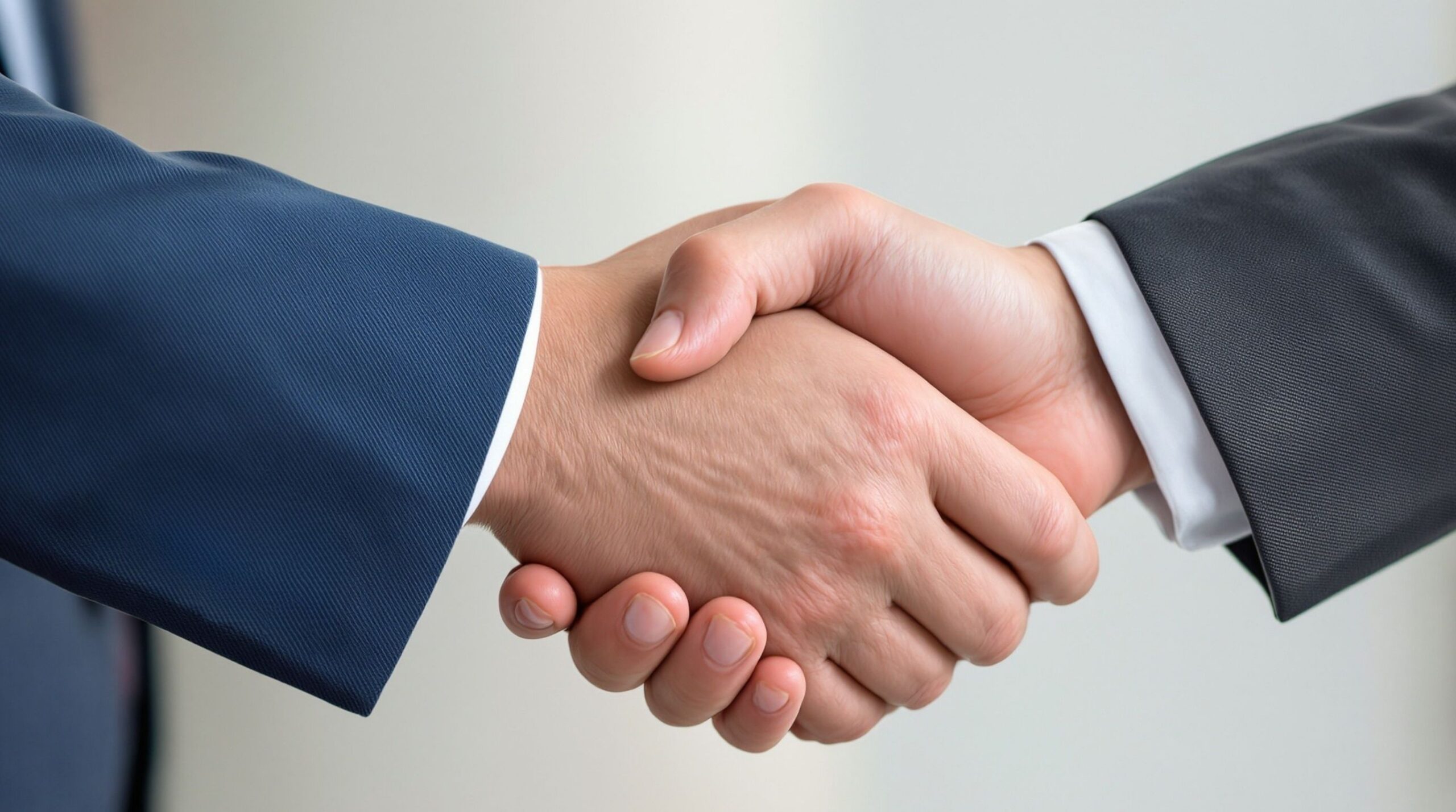 A handshake up close