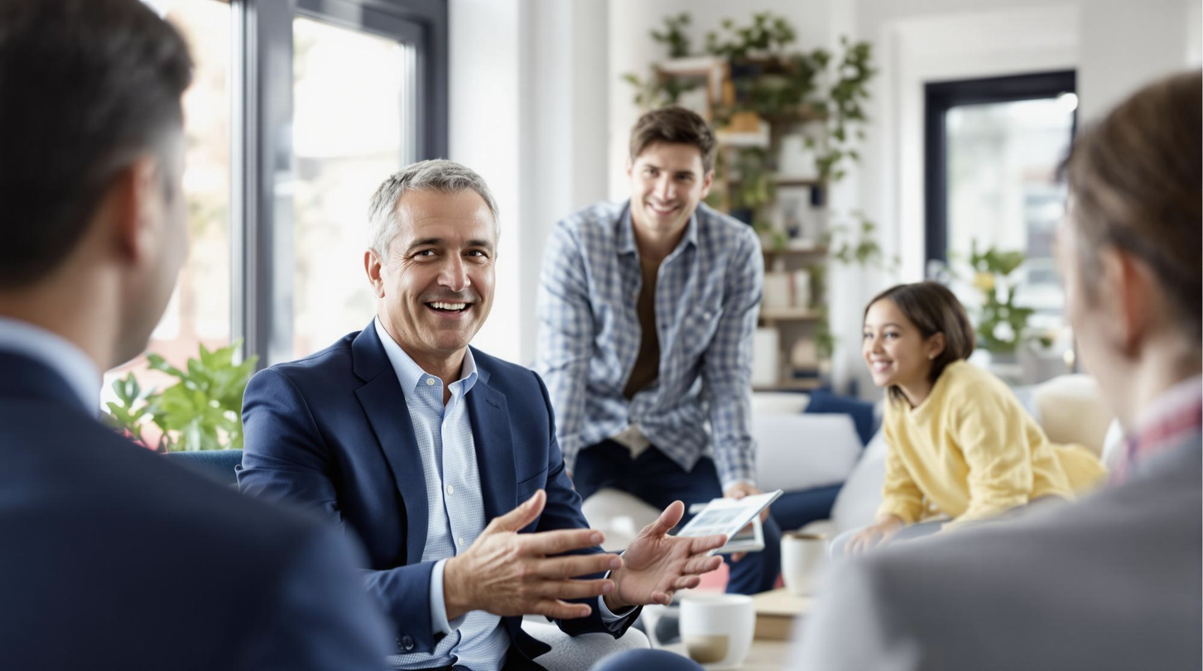 Family listening to a lawyer speak