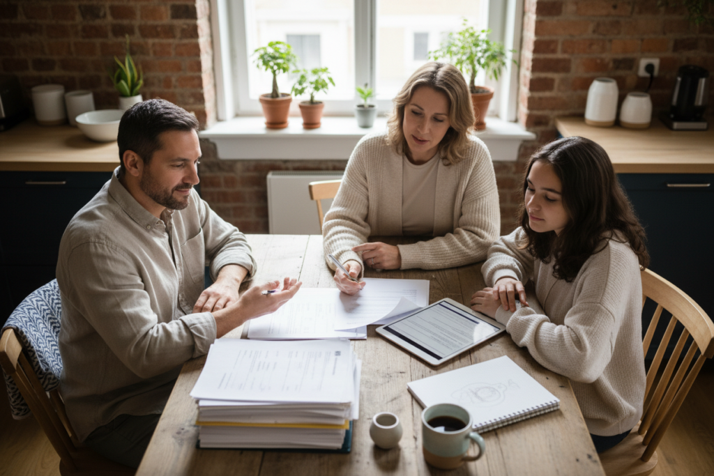 Family planning in their kitchen