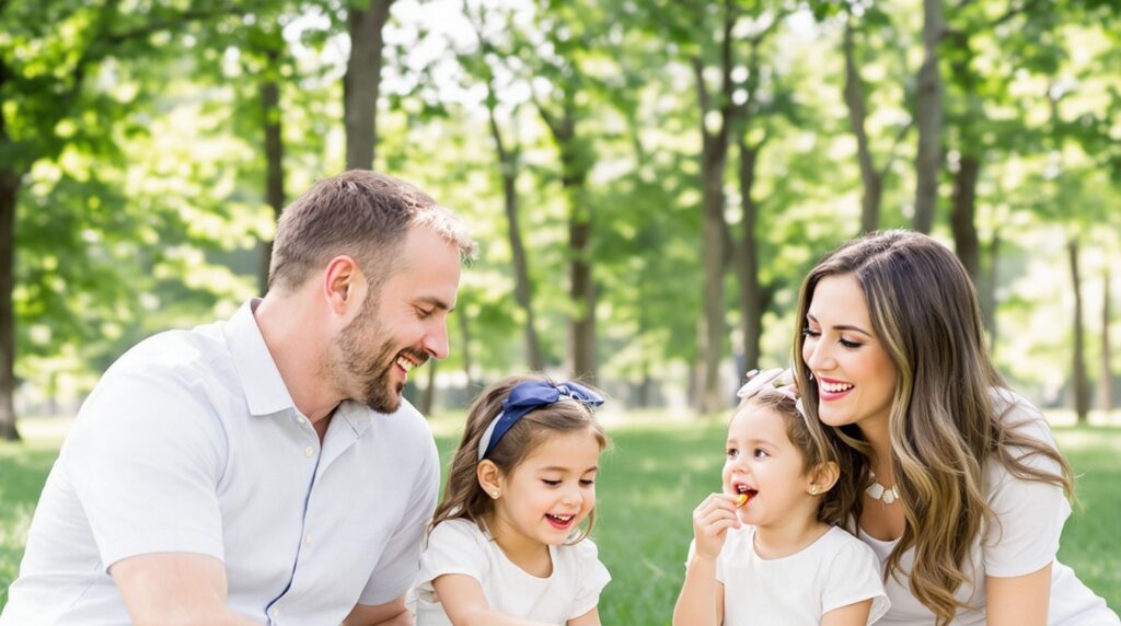 Family out in a park