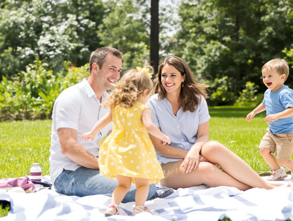 Family in a sunny park