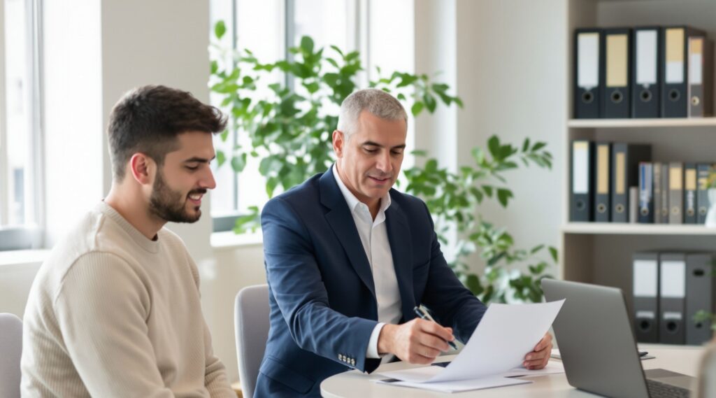 A lawyer in a conversation with a client