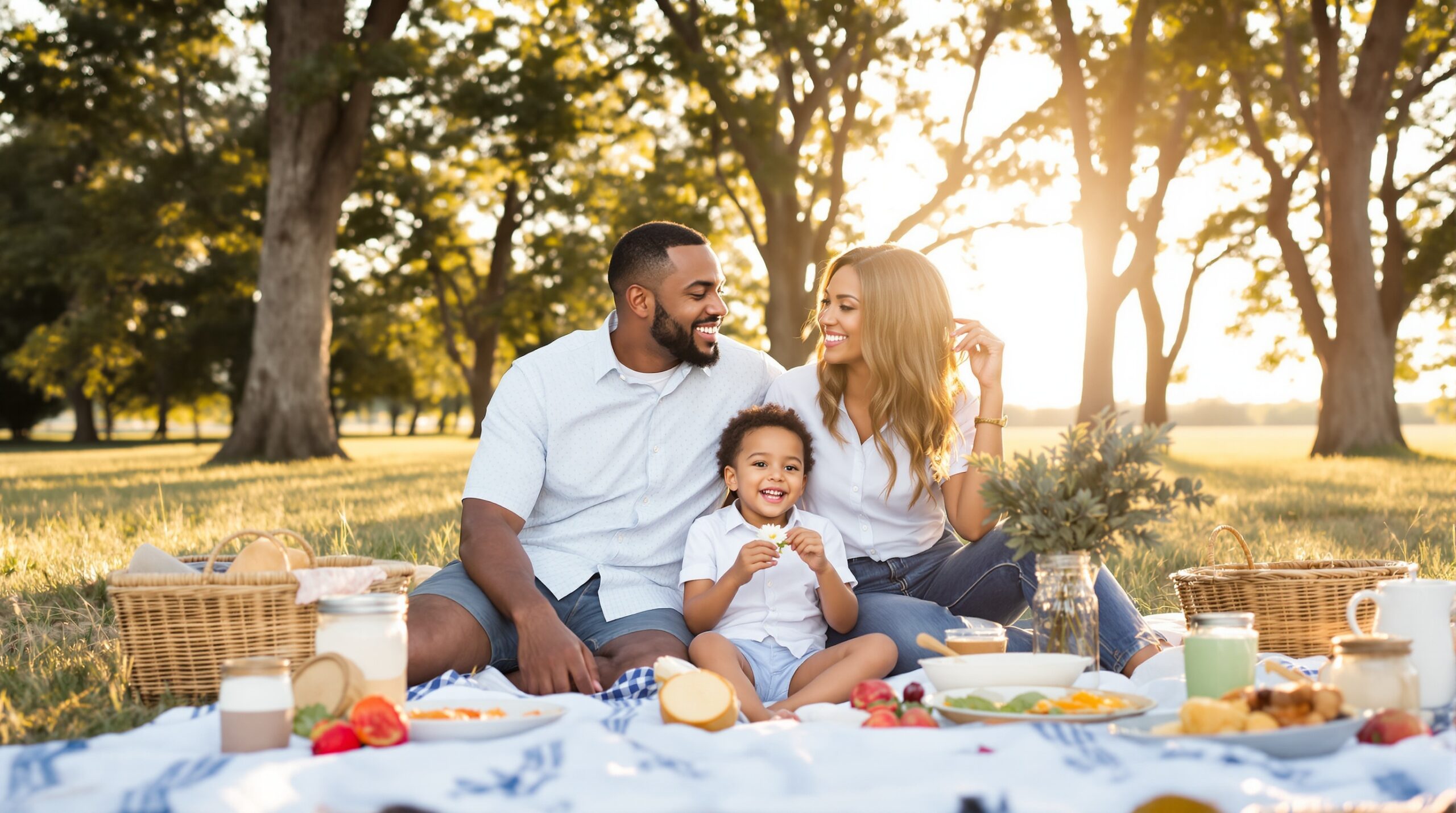 Family relaxed outdoors
