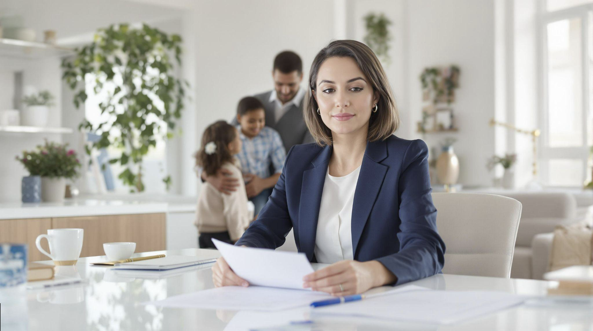 Person reviewing paper work for her family