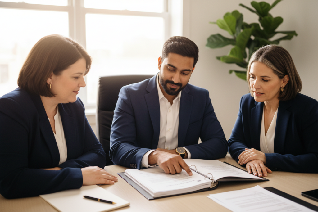 Attorney's reviewing a binder