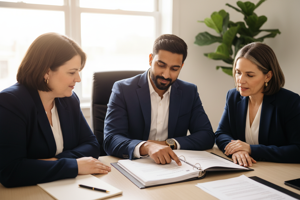 Attorney's reviewing a binder