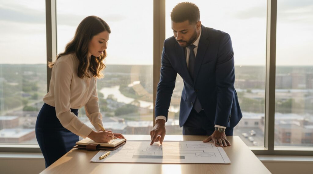 Attorneys reviewing a chart together