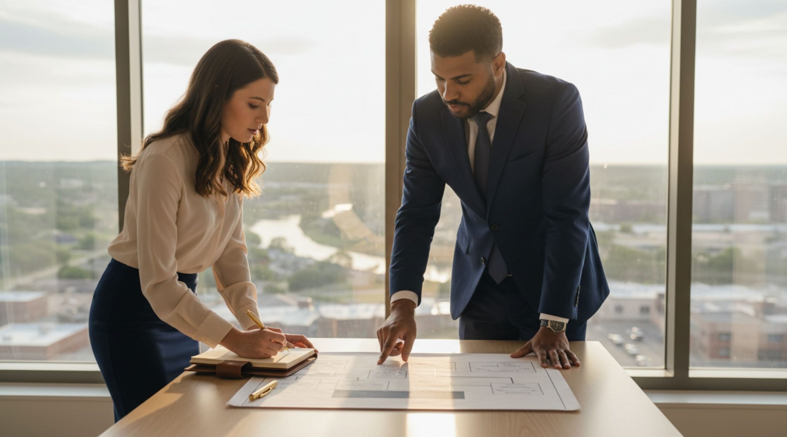 Attorneys reviewing a chart together