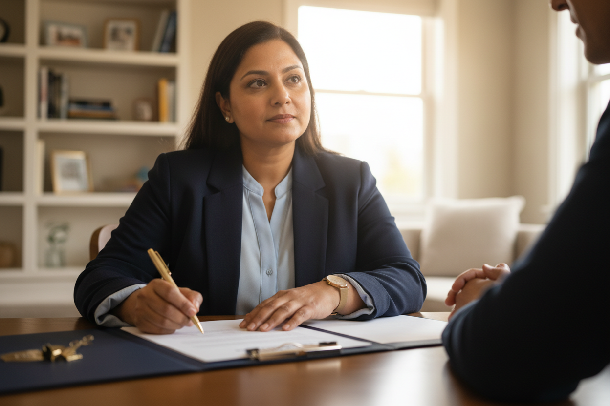 A client signing a contract