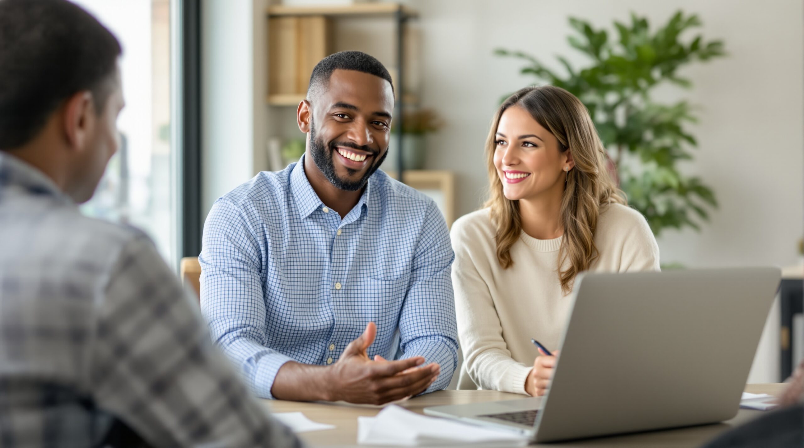 A professional advisor in a meeting with a couple