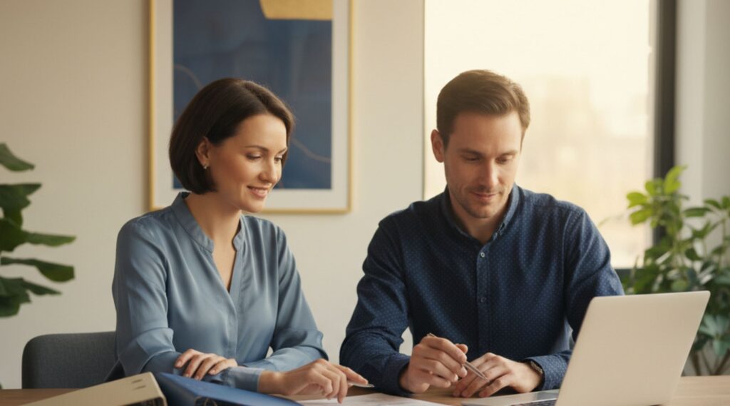 Professionals reviewing a checklist