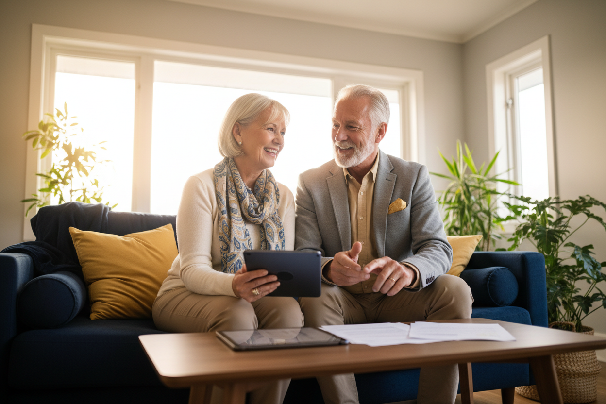 A retired couple reviewing estate documents