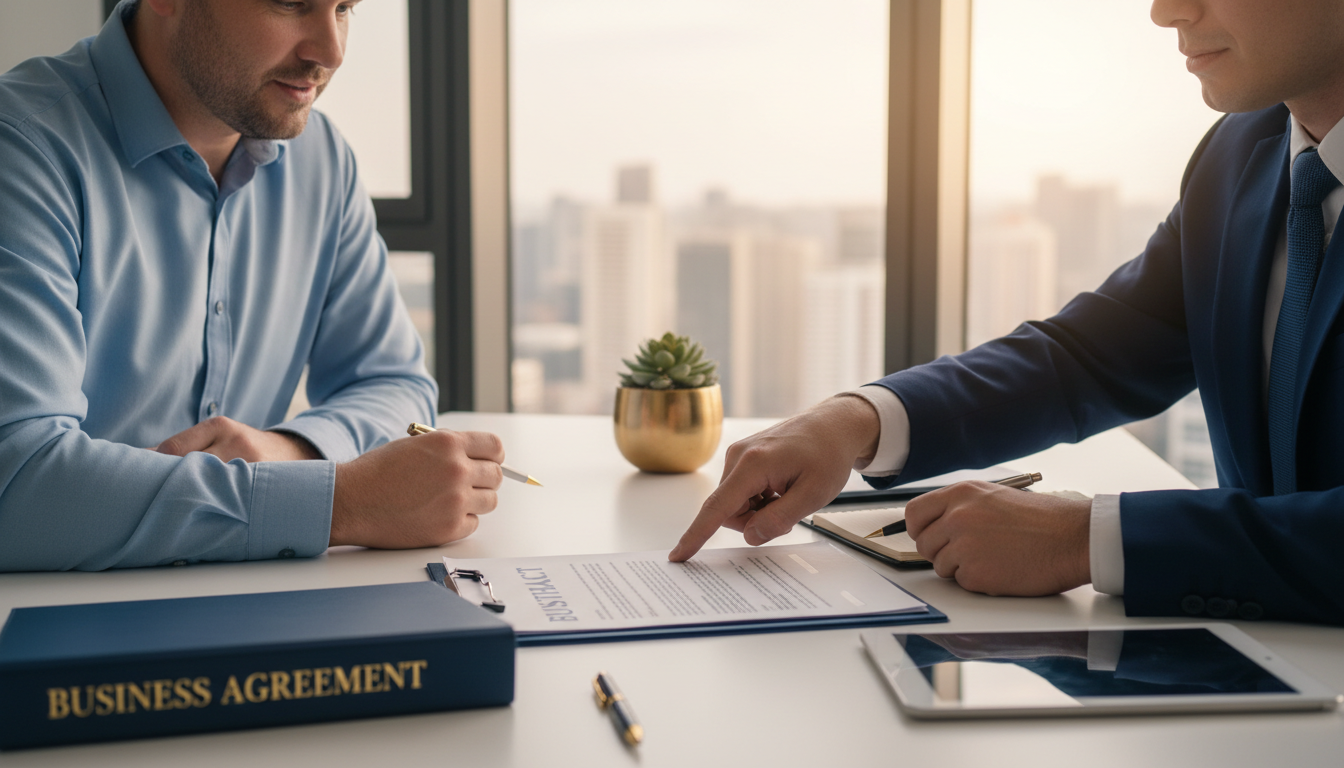 Attorney and a client reviewing a document