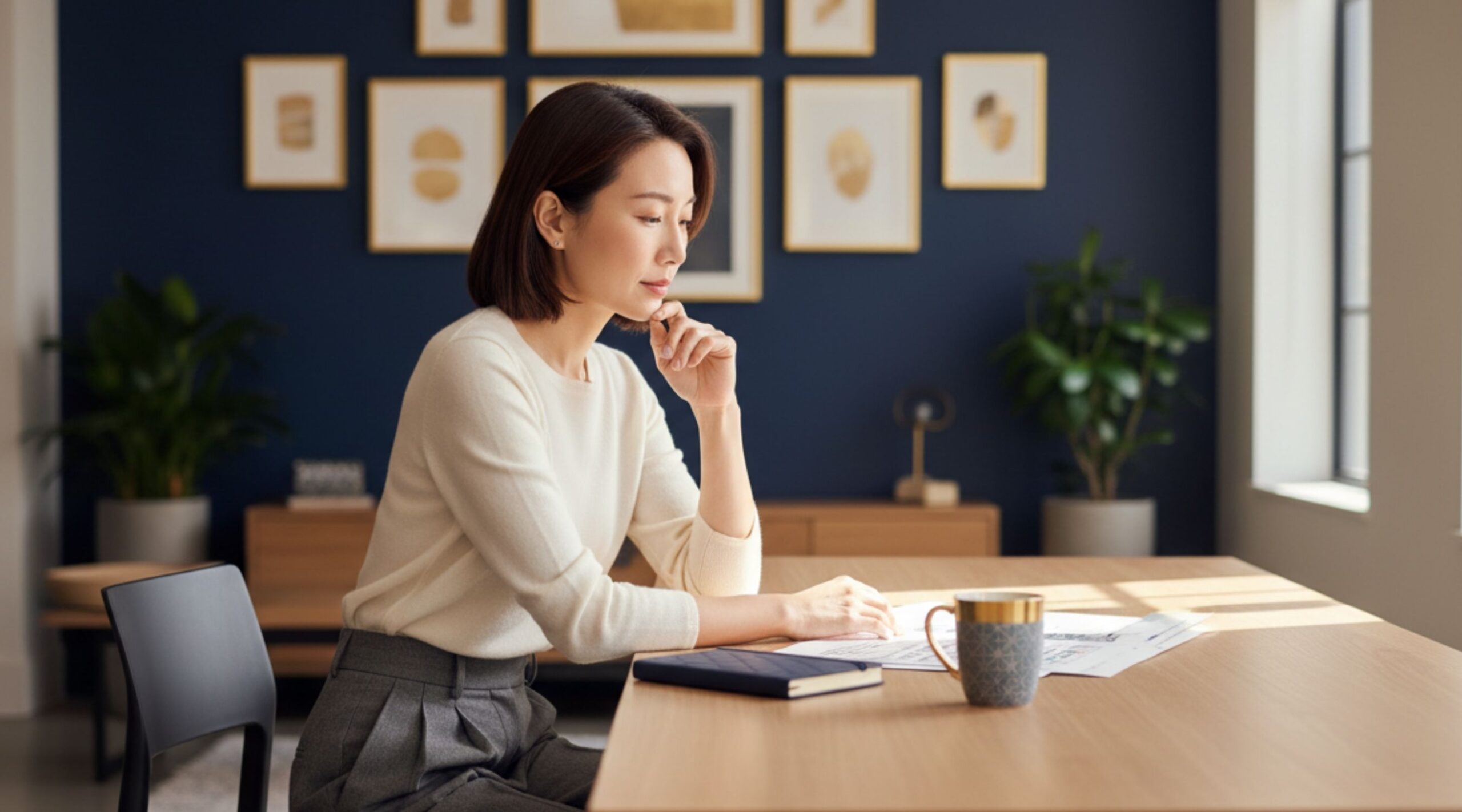A business owner in a modern home office