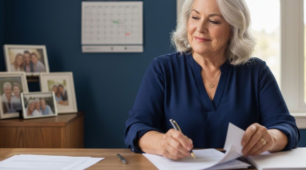 A person updating estate documents at home