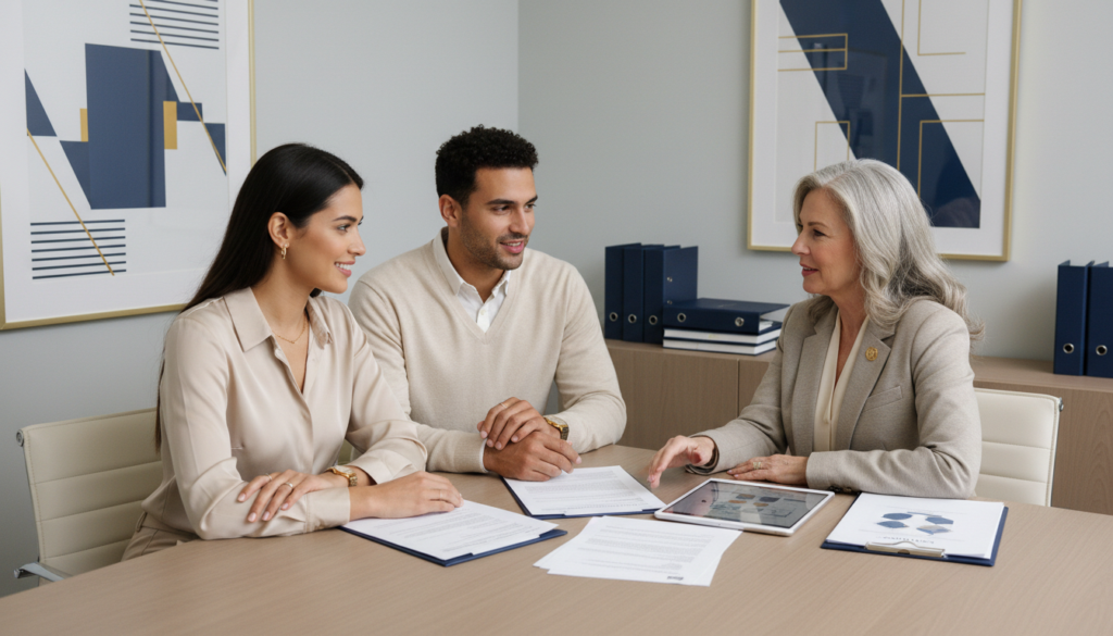 A young couple in an estate planning meeting
