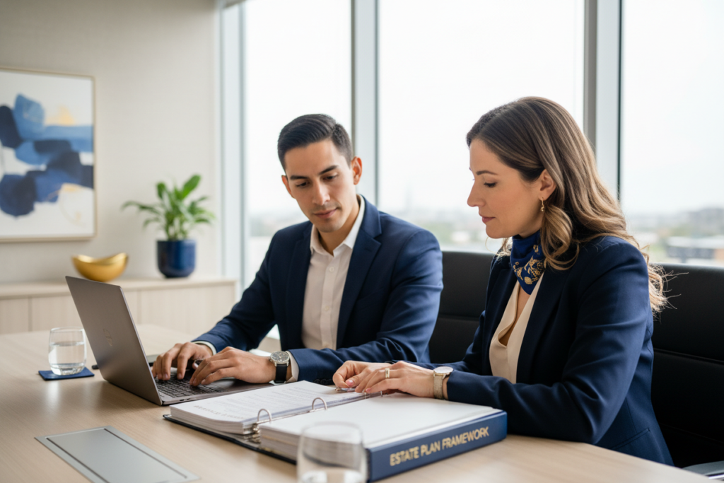 Estate planner in a business meeting