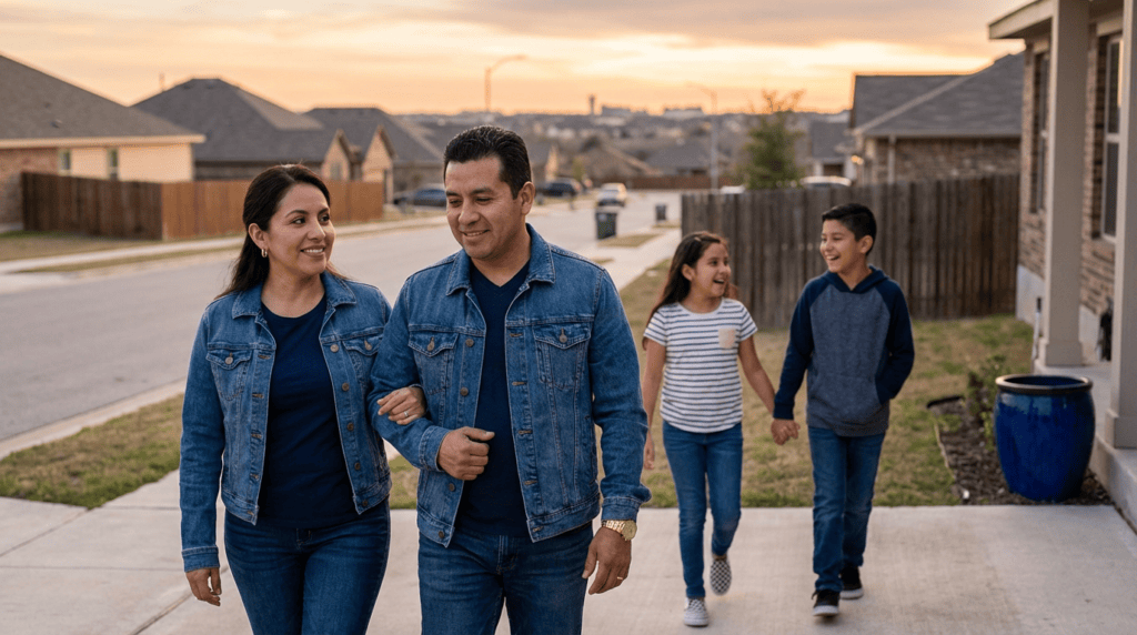 parents-children-sunset-georgetown-cul-de-sac-walk