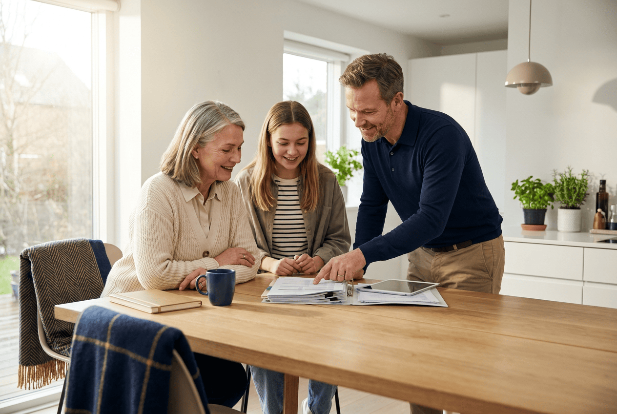 family-kitchen-estate-planning-documents